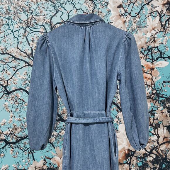 NWT - Zara Denim Belted Shirt Mini Dress Size: M - Picture 7 of 10
